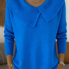 Women's Stylish Knit Sweater Relaxed Fit Long Sleeve Crew Neck Casual Wear