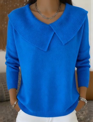 Women's Stylish Knit Sweater Relaxed Fit Long Sleeve Crew Neck Casual Wear