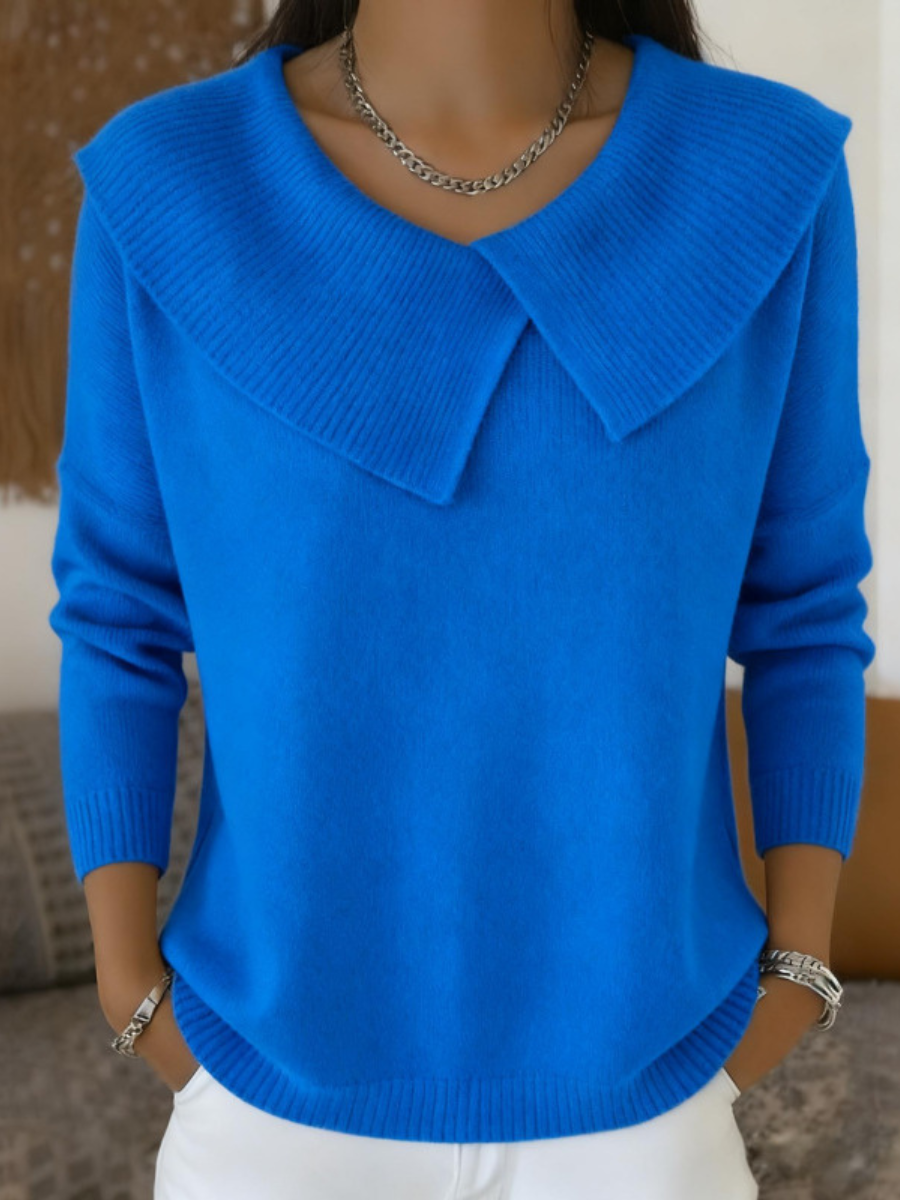Women's Stylish Knit Sweater Relaxed Fit Long Sleeve Crew Neck Casual Wear