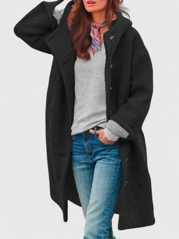 Women's Elegant Overcoat Long Sleeve Tailored Fit Classic Layering