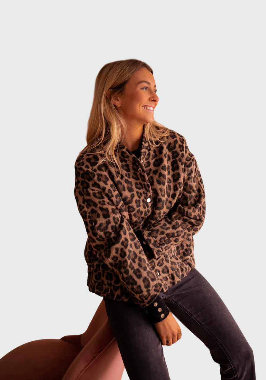 Women's Stylish Jacket Leopard Print Relaxed Fit Long Sleeve Casual Everyday
