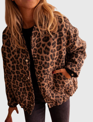 Women's Stylish Jacket Leopard Print Relaxed Fit Long Sleeve Casual Everyday