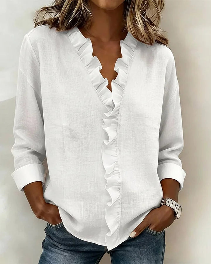 Women's V-Neck Blouse Lightweight Casual Everyday Relaxed Fit Stylish