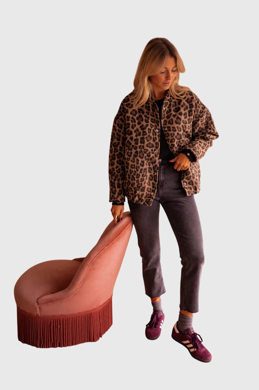 Women's Stylish Jacket Leopard Print Relaxed Fit Long Sleeve Casual Everyday