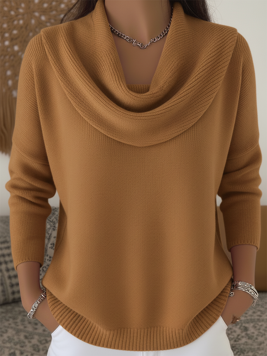 Women's Cowl Collar Sweater Knitwear for Autumn Winter Layering Cosy Days and Everyday Wear