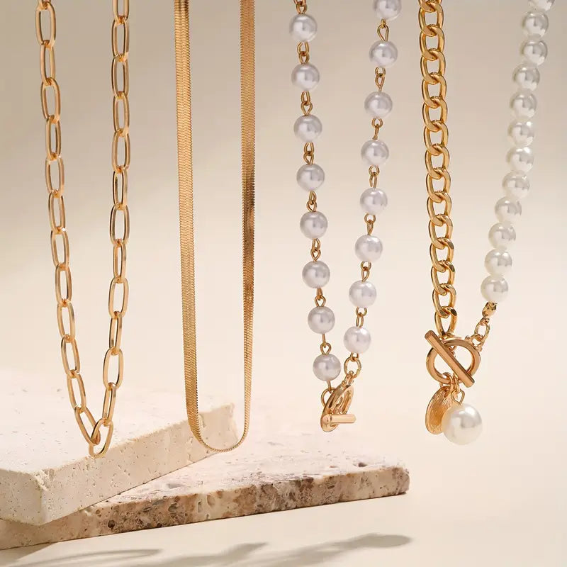 Women's Gold Snake Chain Necklace Set Statement Jewellery Jewelry Gift for Women Weddings Parties Prom and Everyday Wear