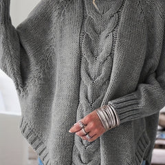 Women's Classic Cable Knit Mock Neck Sweater Cozy Fit Versatile Layering Casual Everyday