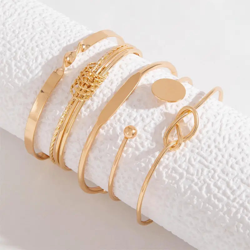 Women's Gold Knotted Bracelet Set Statement Jewellery Jewelry Gift for Women Weddings Parties Prom and Everyday Wear