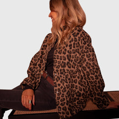 Women's Stylish Jacket Leopard Print Relaxed Fit Long Sleeve Casual Everyday