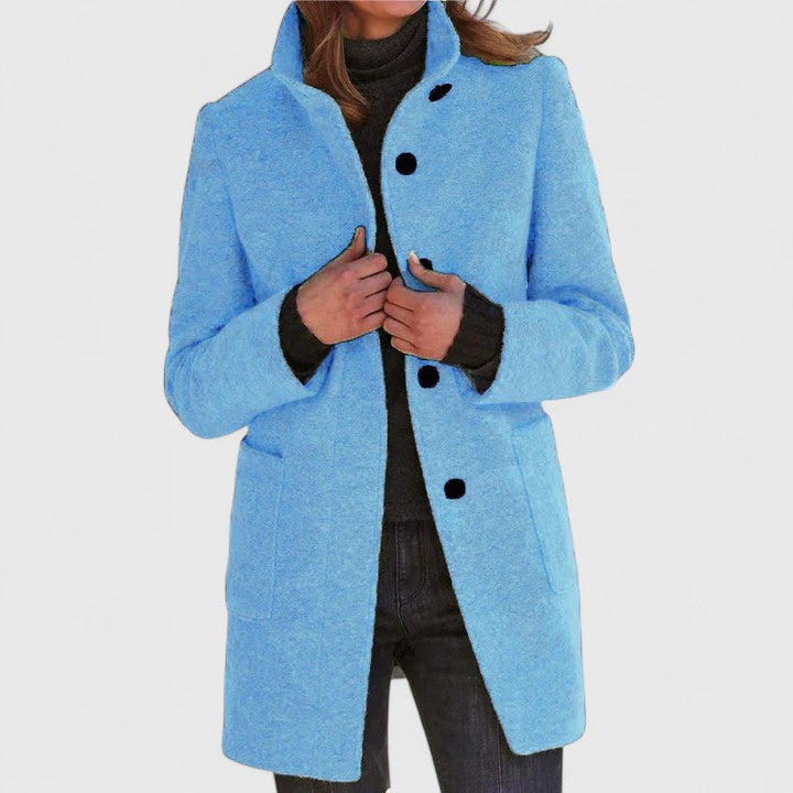 Women's Elegant Overcoat Tailored Fit Long Sleeve Notched Collar Classic Style
