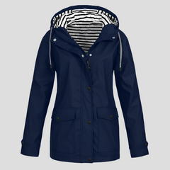 Women's Hooded Raincoat Zip Closure Stylish Outdoor Lightweight Protection