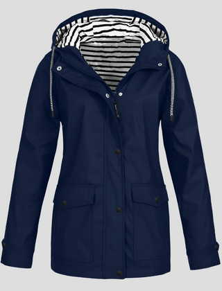 Women's Hooded Raincoat Zip Closure Stylish Outdoor Lightweight Protection