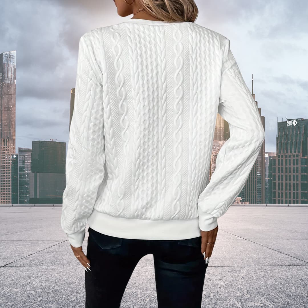 Women's Structured Sweater Elegant Fit Long Sleeve Crew Neck Casual Everyday