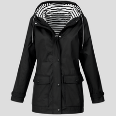 Women's Hooded Raincoat Zip Closure Stylish Outdoor Lightweight Protection