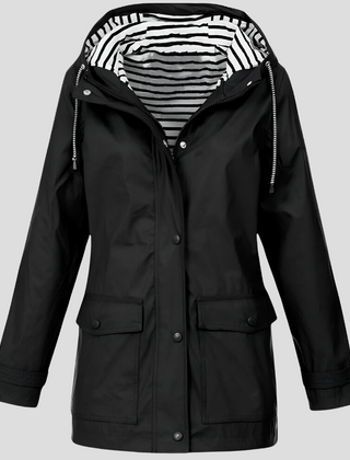 Women's Hooded Raincoat Zip Closure Stylish Outdoor Lightweight Protection