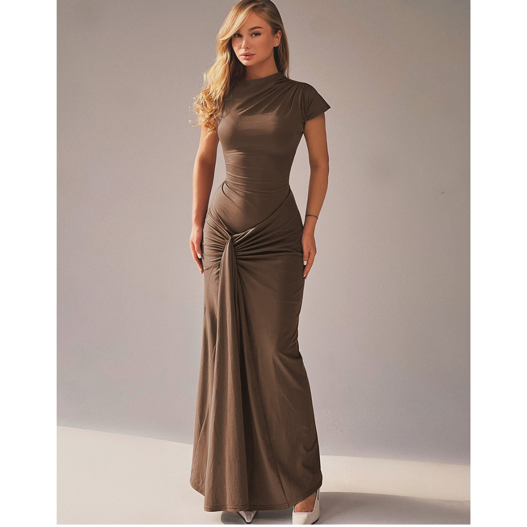 Women's Bodycon Evening Dress Formal Tie Back Fitted Midi Style