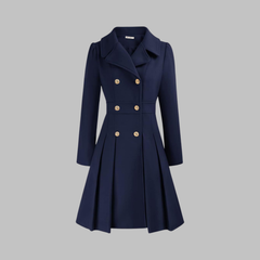 Women's Elegant Double Button Long Sleeve Coat Tailored Fit Stylish Outerwear