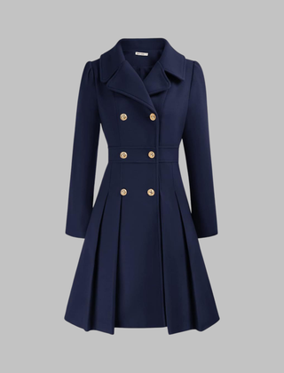 Women's Elegant Double Button Long Sleeve Coat Tailored Fit Stylish Outerwear