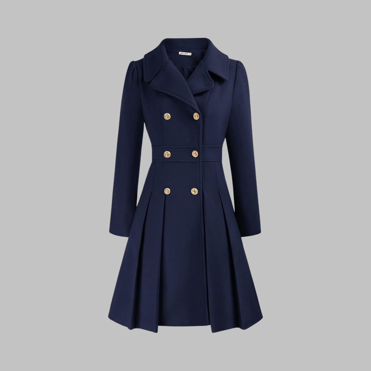 Women's Elegant Double Button Long Sleeve Coat Tailored Fit Stylish Outerwear