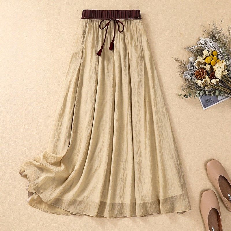 Women's A-Line Maxi Skirt Outfit for Work Brunch Parties Holidays and Everyday Wear