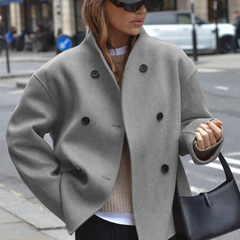 Women's Cozy Long Sleeve Stand Collar Coat Relaxed Fit Casual Layering