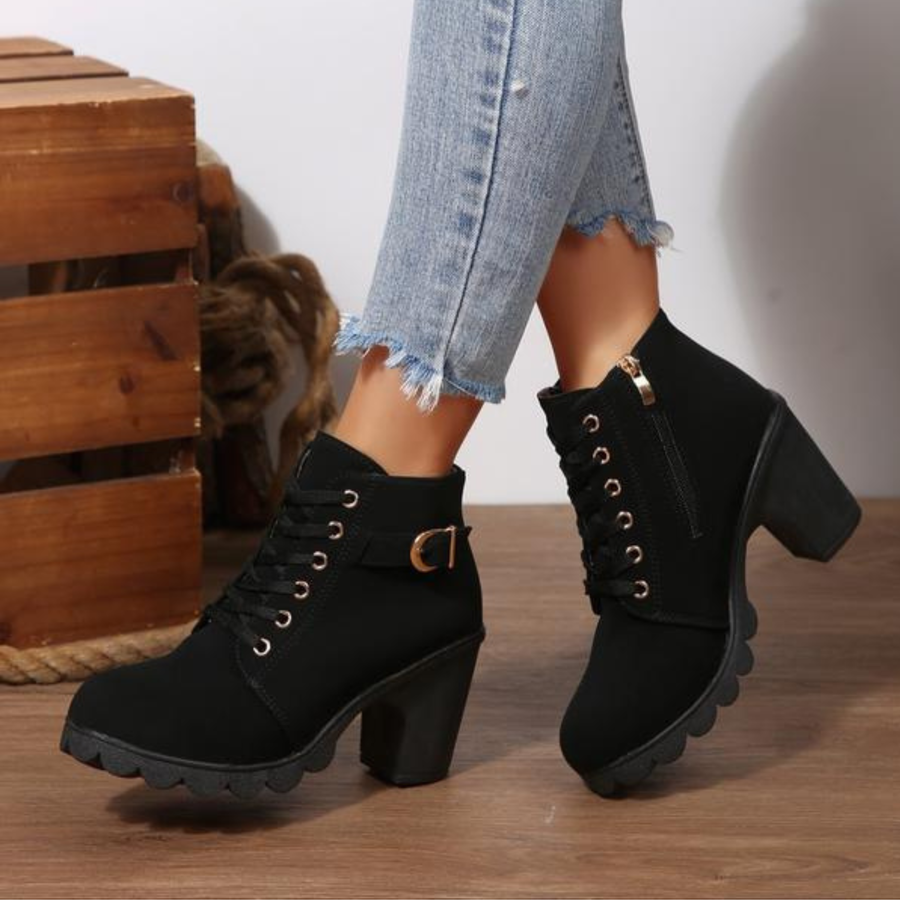 Women's Chunky Ankle Lace-Up Boots Footwear for Summer Holidays Weddings Parties and Everyday Wear