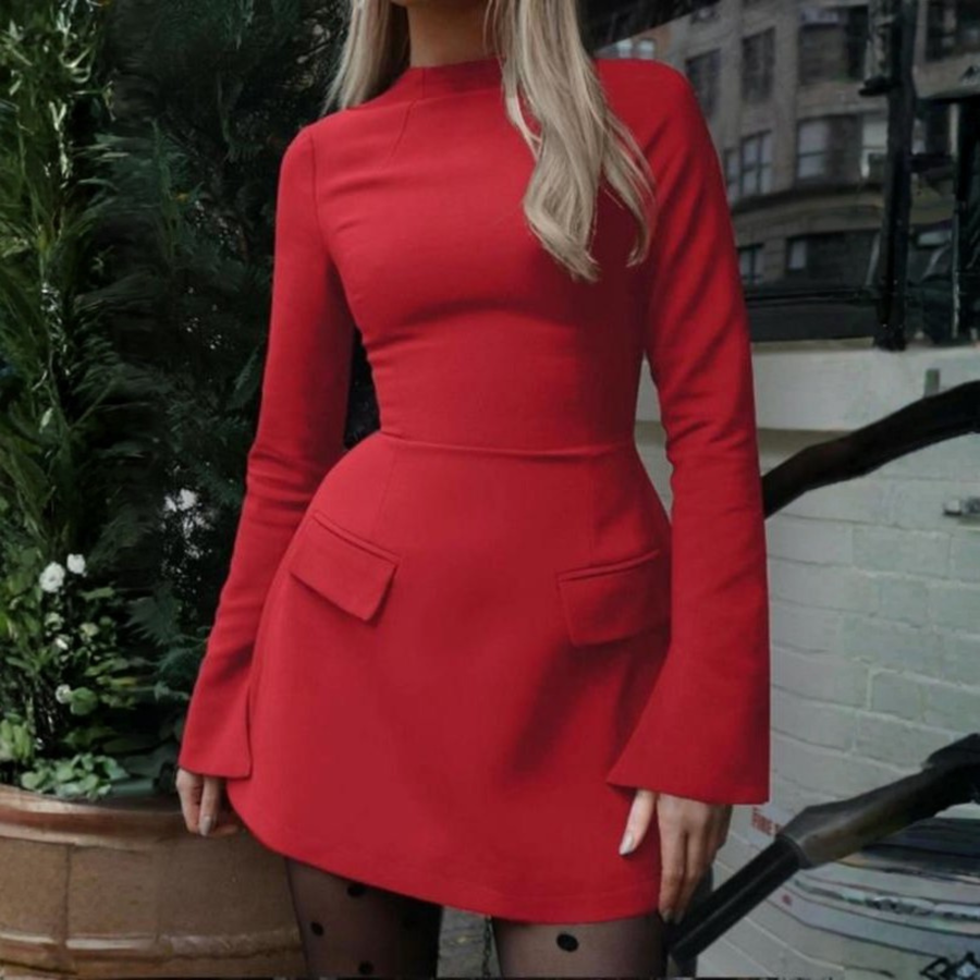 Women's Bodycon Mini Dress Long Sleeve Chic Fitted Style Evening