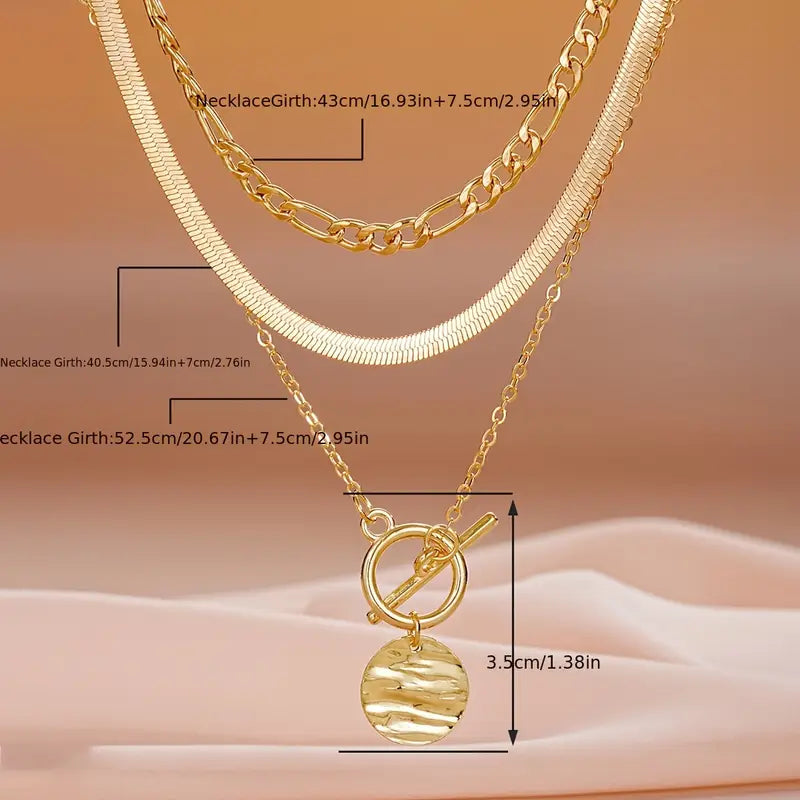 Women's Gold Layered Textured Necklace Statement Jewellery Jewelry Gift for Women Weddings Parties Prom and Everyday Wear