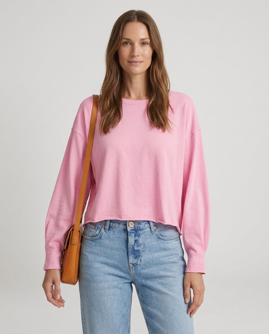 Women’s Long Sleeve Crew Neck Crop Top