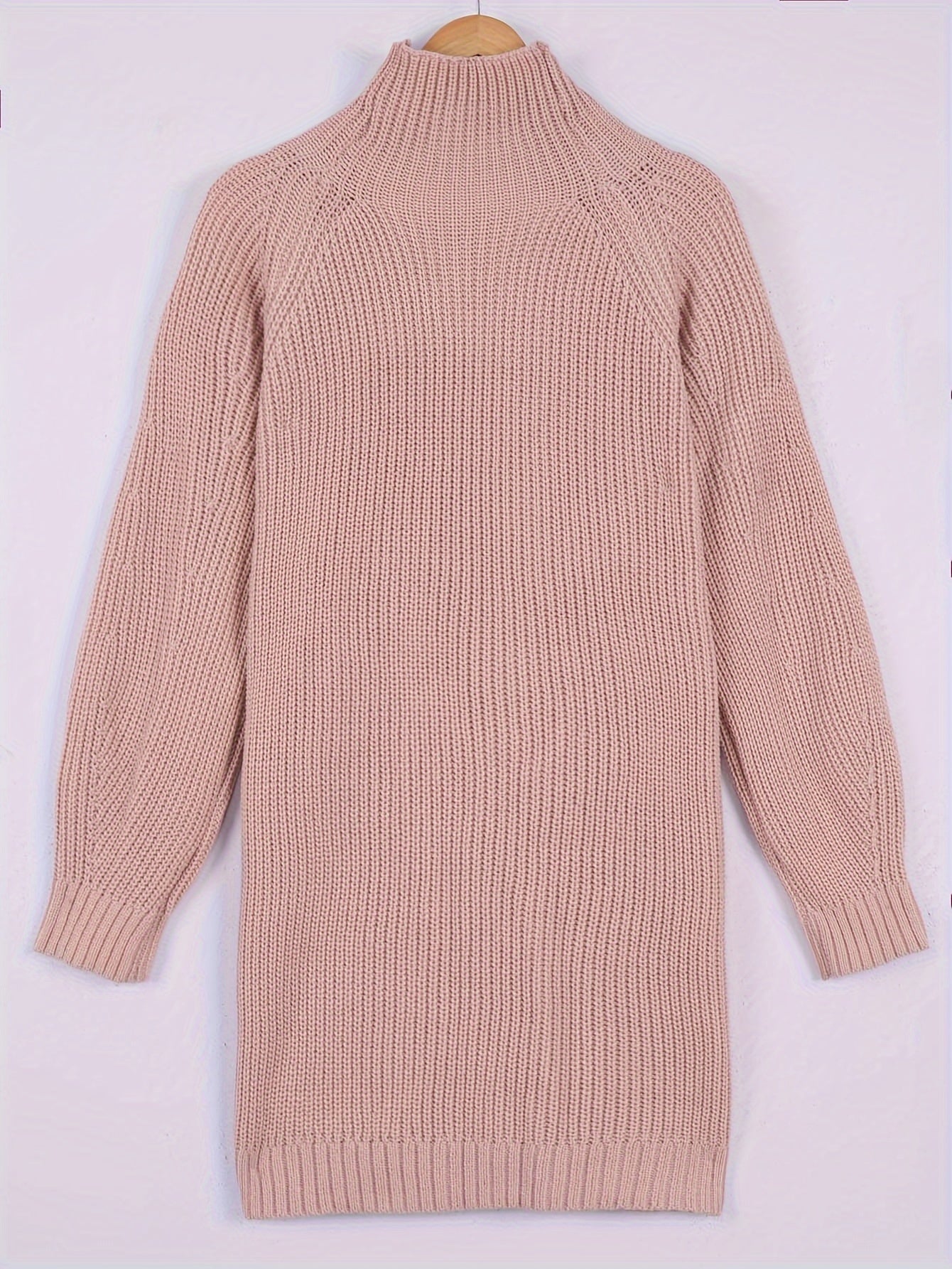 Women's Relaxed Midi Sweater Dress Half-Turtleneck Cozy Casual Everyday