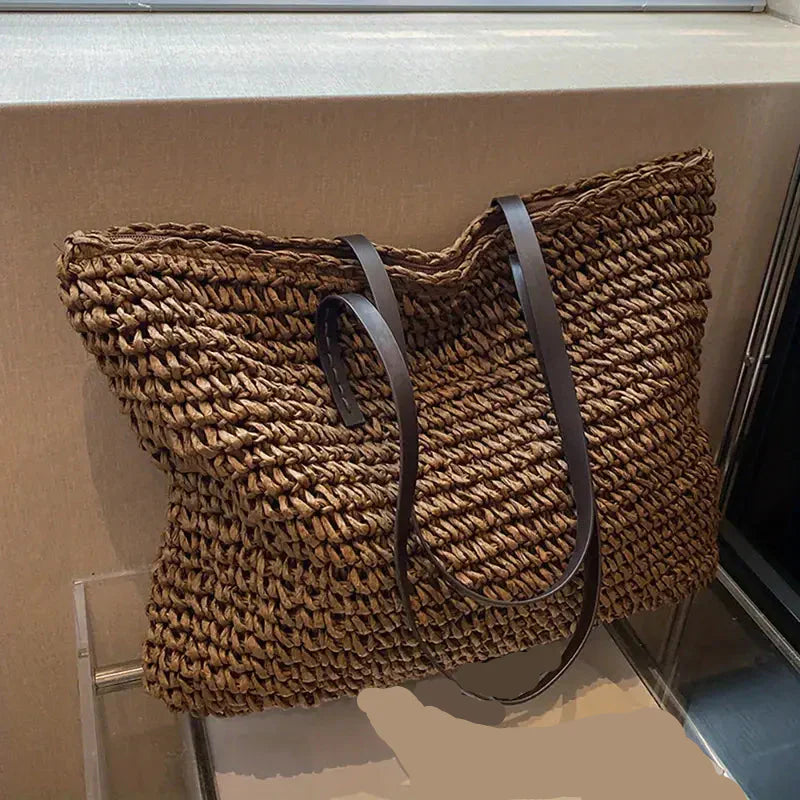 Women's Straw Beach Tote Purse Bag for Work Travel Holidays Shopping Commutes and Everyday Use