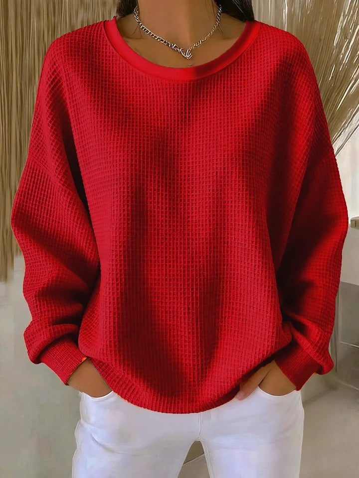 Women's Relaxed Fit Sweater Long Sleeve Crew Neck Casual Everyday Wear