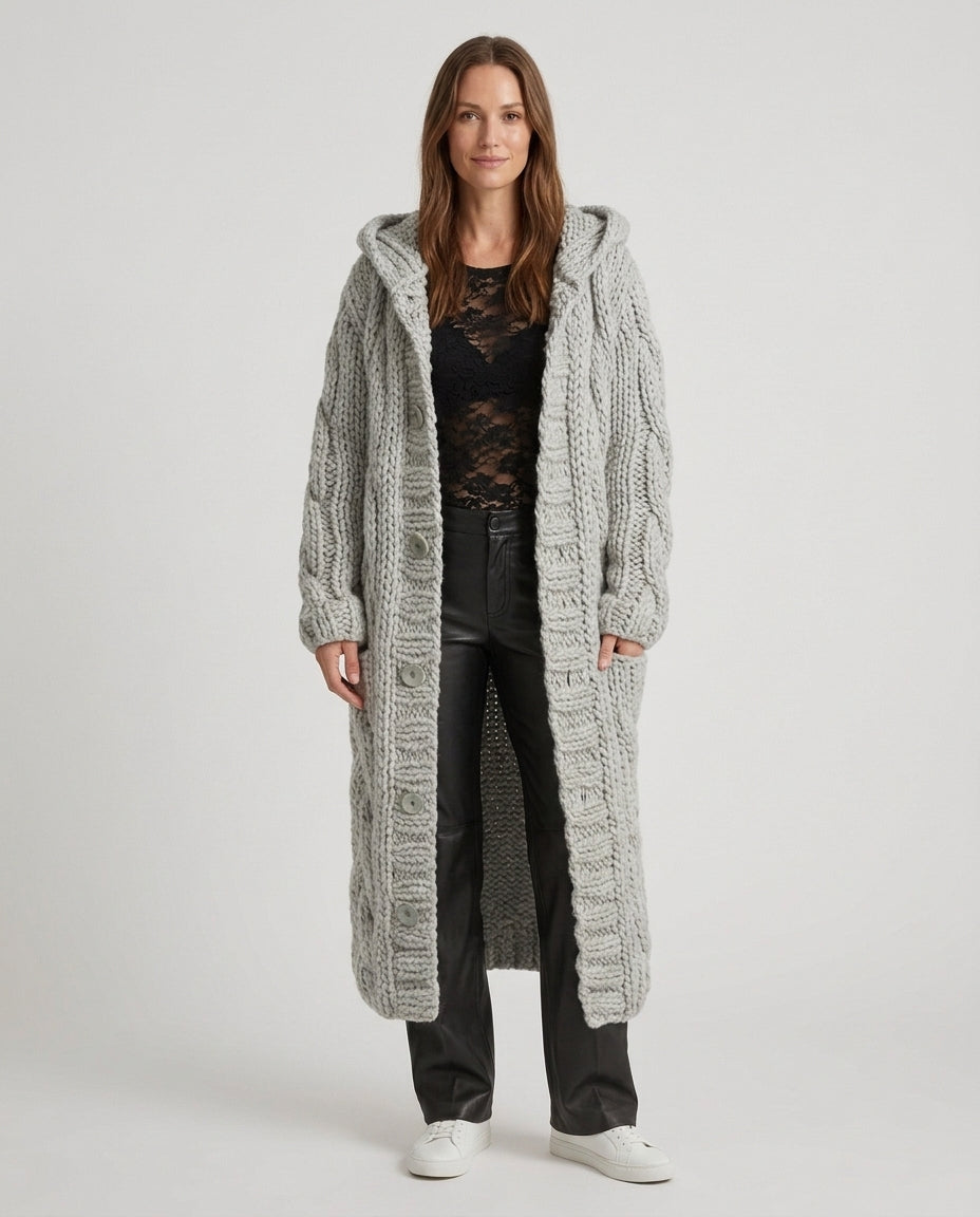 Women’s Cable Knit Hooded Cardigan