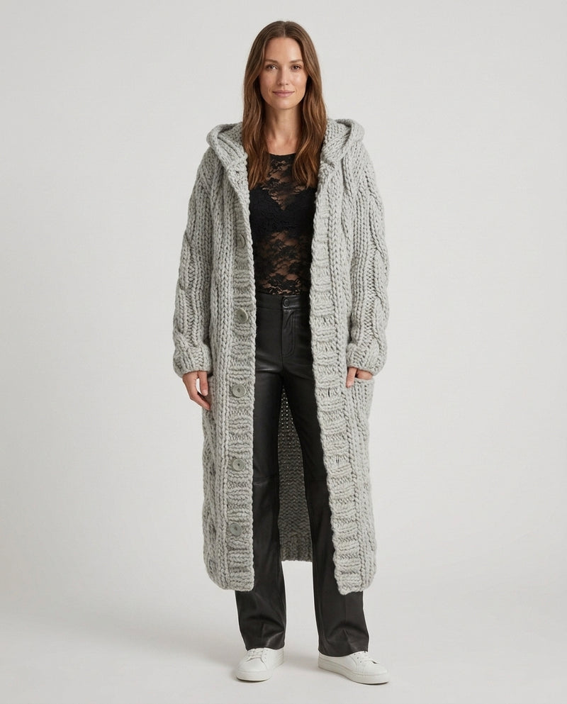 Women’s Cable Knit Hooded Cardigan