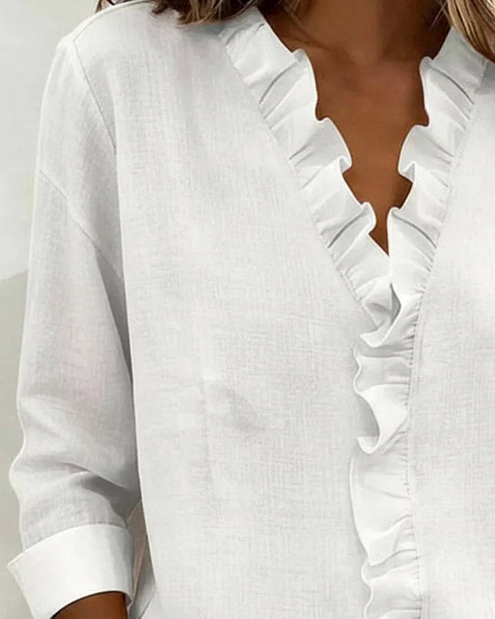 Women's V-Neck Blouse Lightweight Casual Everyday Relaxed Fit Stylish