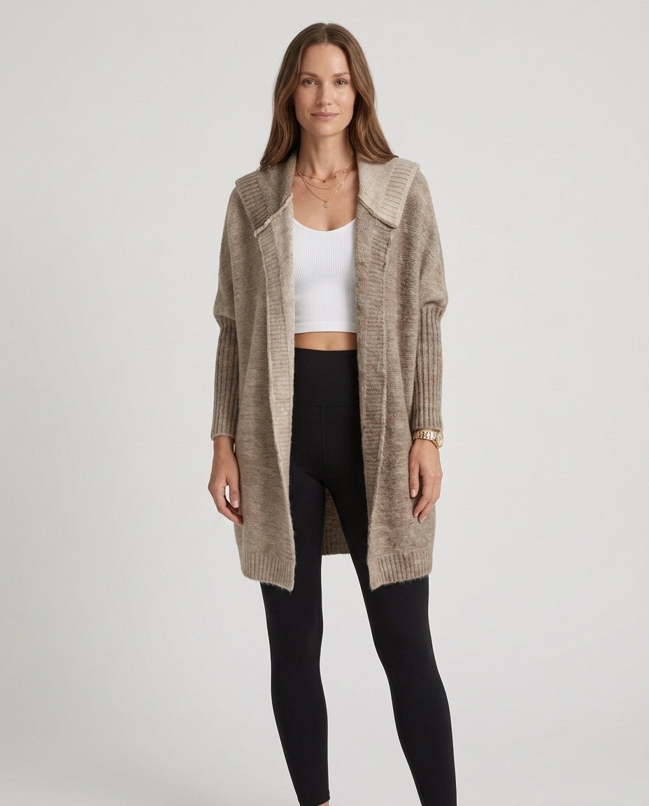 Women’s Hooded Cardigan with Color-Blocked Design