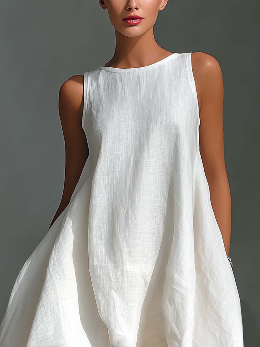Women's Asymmetric Midi Sleeveless Dress Outfit for Summer Holidays Weddings Parties and Everyday Wear