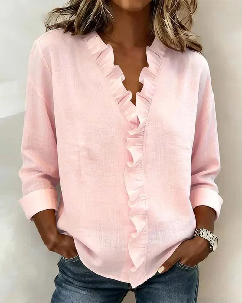 Women's V-Neck Blouse Lightweight Casual Everyday Relaxed Fit Stylish