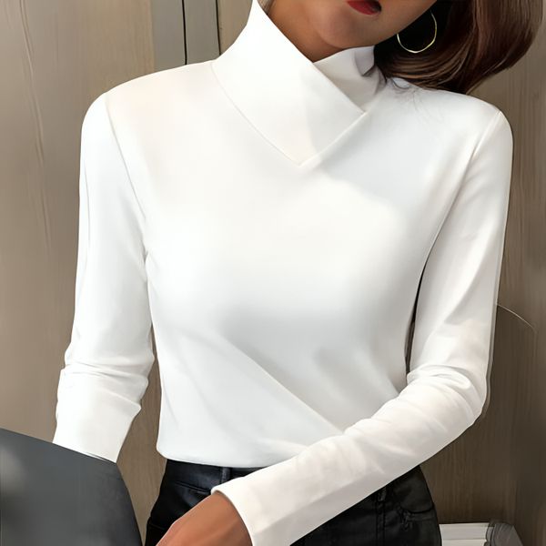 Women's Modern Turtleneck Top Fitted Long Sleeve Casual Layering Stylish