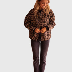 Women's Stylish Jacket Leopard Print Relaxed Fit Long Sleeve Casual Everyday