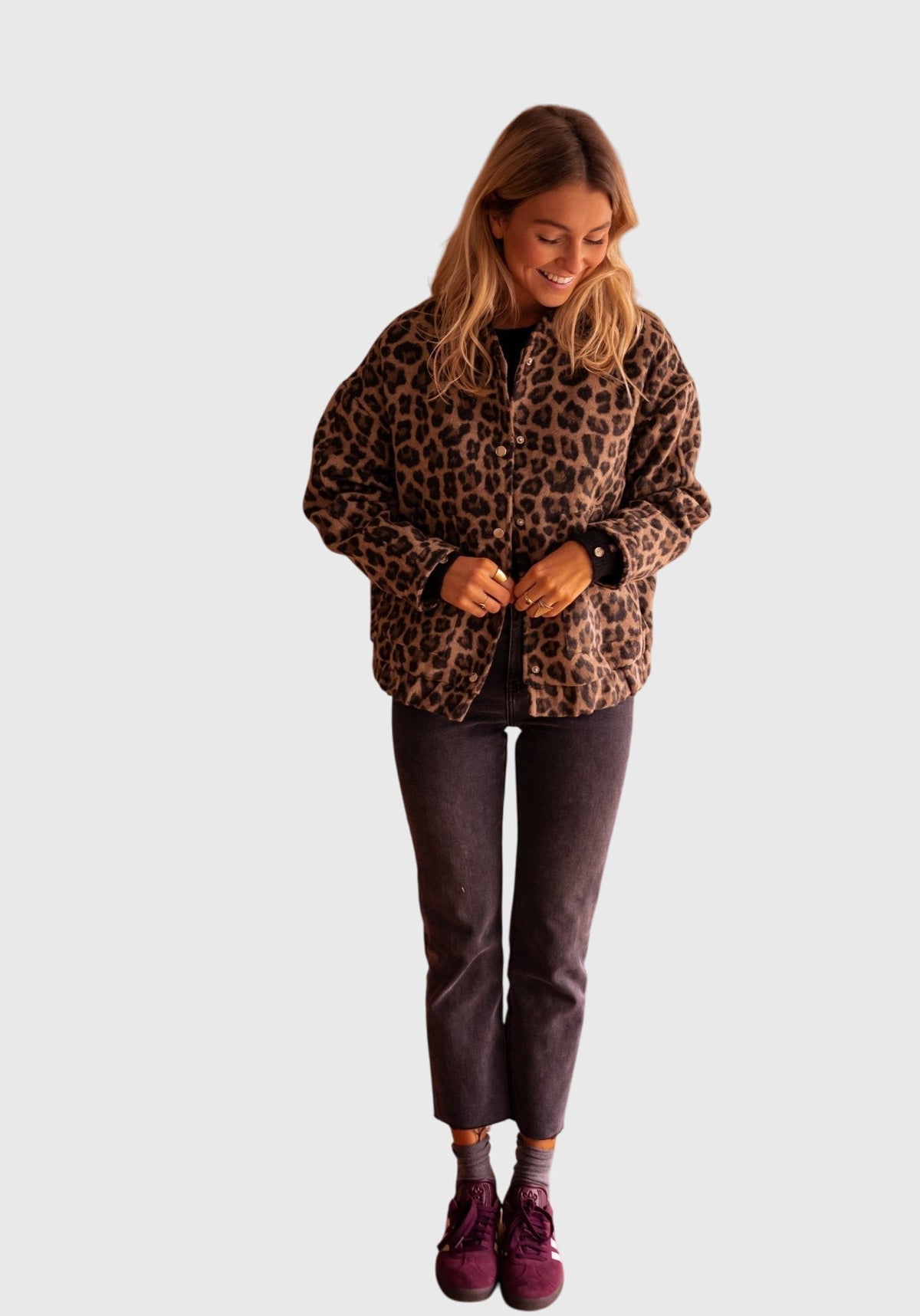 Women's Stylish Jacket Leopard Print Relaxed Fit Long Sleeve Casual Everyday