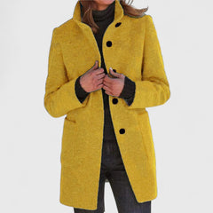 Women's Elegant Overcoat Tailored Fit Long Sleeve Notched Collar Classic Style
