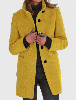 Women's Elegant Overcoat Tailored Fit Long Sleeve Notched Collar Classic Style