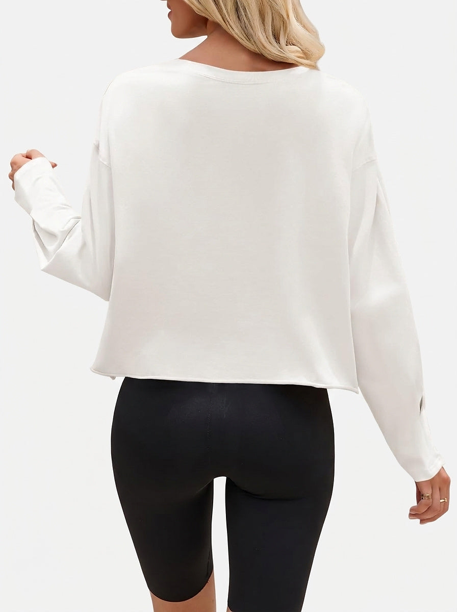 Women’s Long Sleeve Crew Neck Crop Top