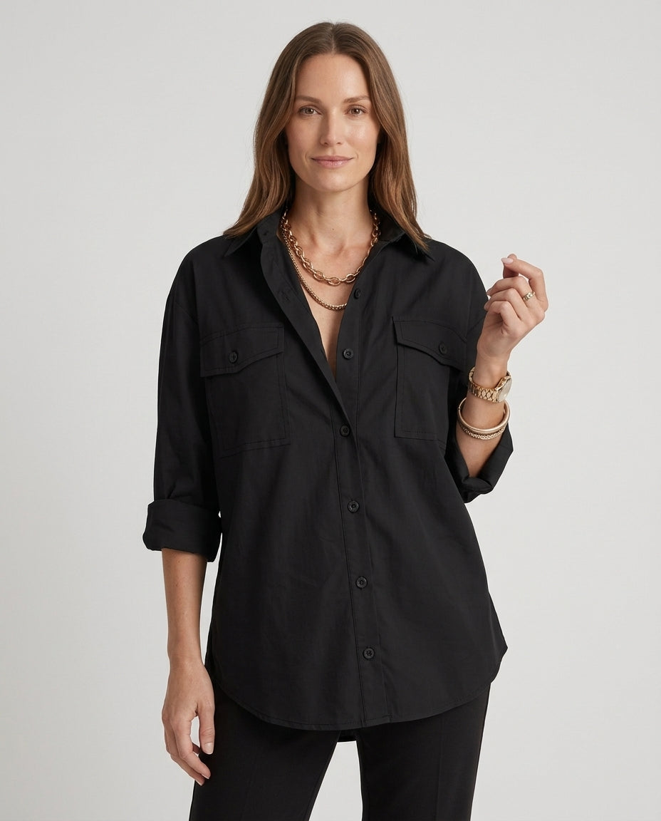 Women’s Button-Down Shirt with Dual Chest Pockets