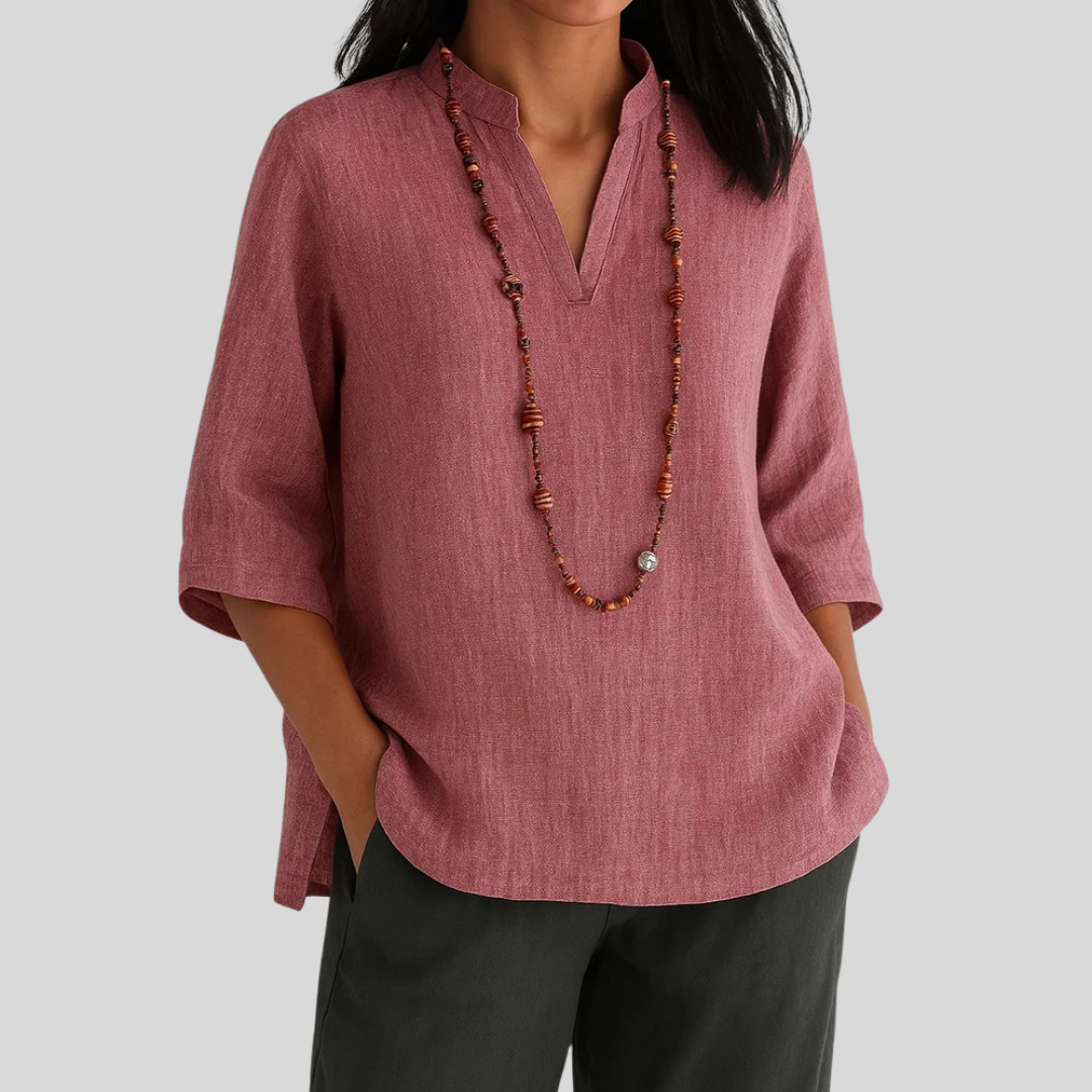 Women's Mandarin Collar Sleeve Blouse Outfit for Work Brunch Casual Days and Everyday Wear