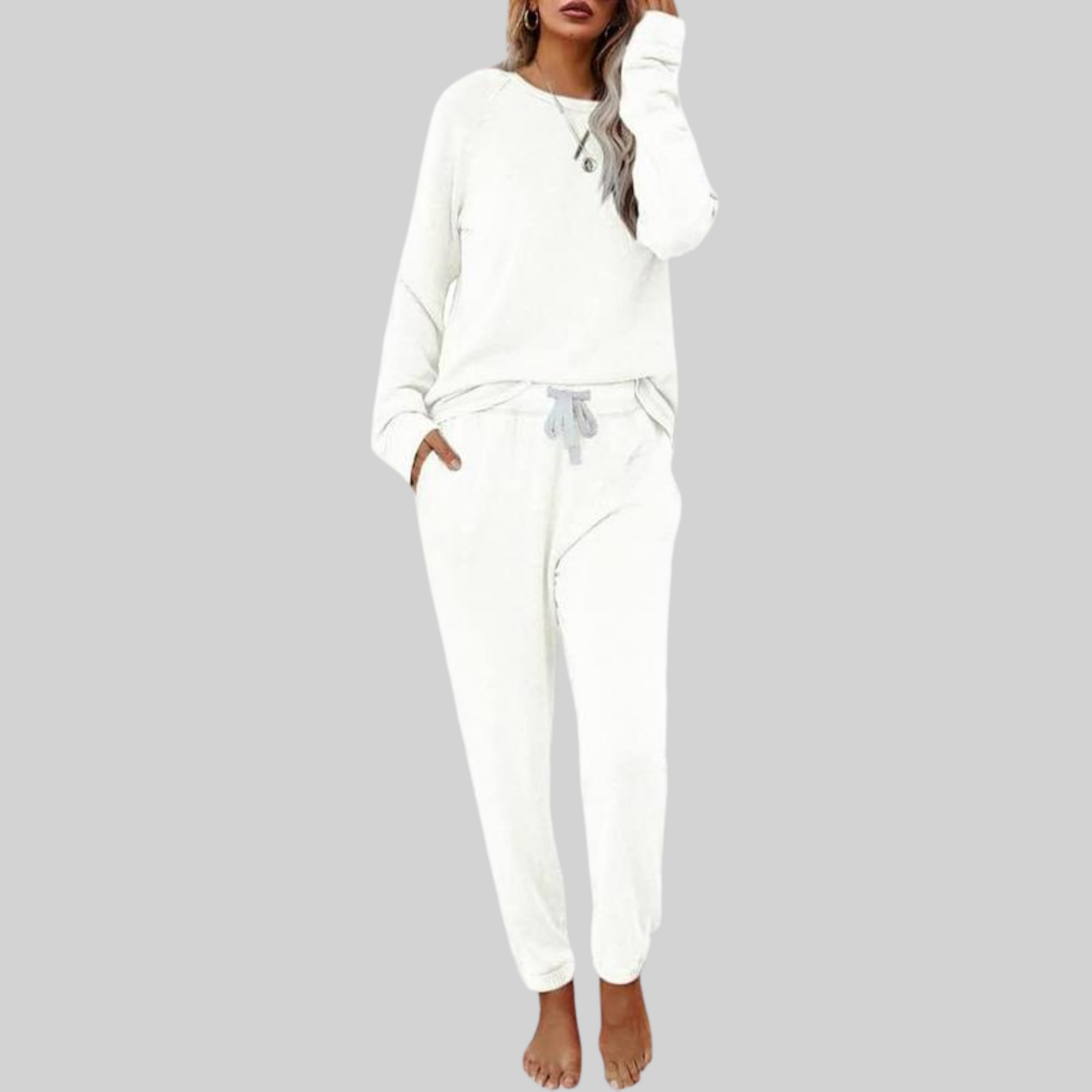 Women's Long Sleeve Top Sweatpants Lounge Set Outfit for Work Brunch Casual Days and Everyday Wear