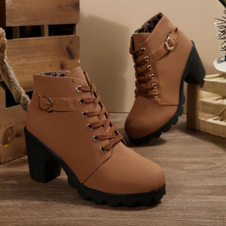 Women's Chunky Ankle Lace-Up Boots Footwear for Summer Holidays Weddings Parties and Everyday Wear