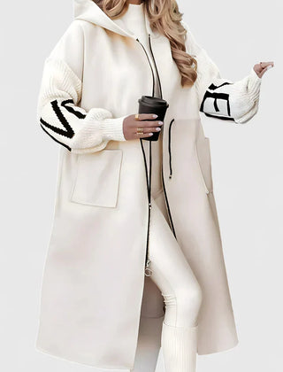 Women's Elegant Hooded Coat Tailored Fit Long Sleeve Stylish Everyday Outerwear