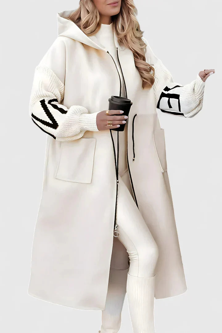 Women's Elegant Hooded Coat Tailored Fit Long Sleeve Stylish Everyday Outerwear